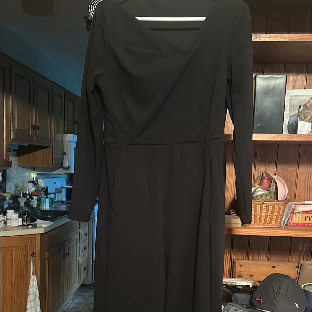 Elegant Black Long-Sleeve Pants Jumper-HALARA